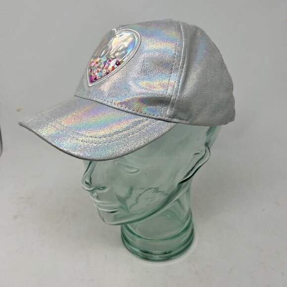 Place Hat OS Silver Holographic Heart Confetti Adjustable Snap Back Trucker - Picture 1 of 8
